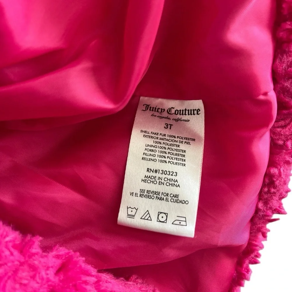 JUICY COUTURE Faux Fur Teddy Peplum Peacoat‎ in Hot Pink.